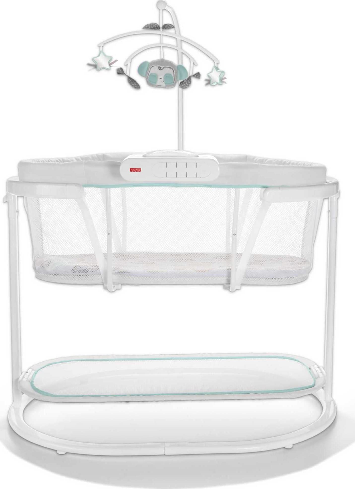 Fisher-Price Baby Bedside Sleeper Soothing Motions Bassinet with Lights Music Vibrations & Toy Mobile for Newborns 0+ Months, Sw