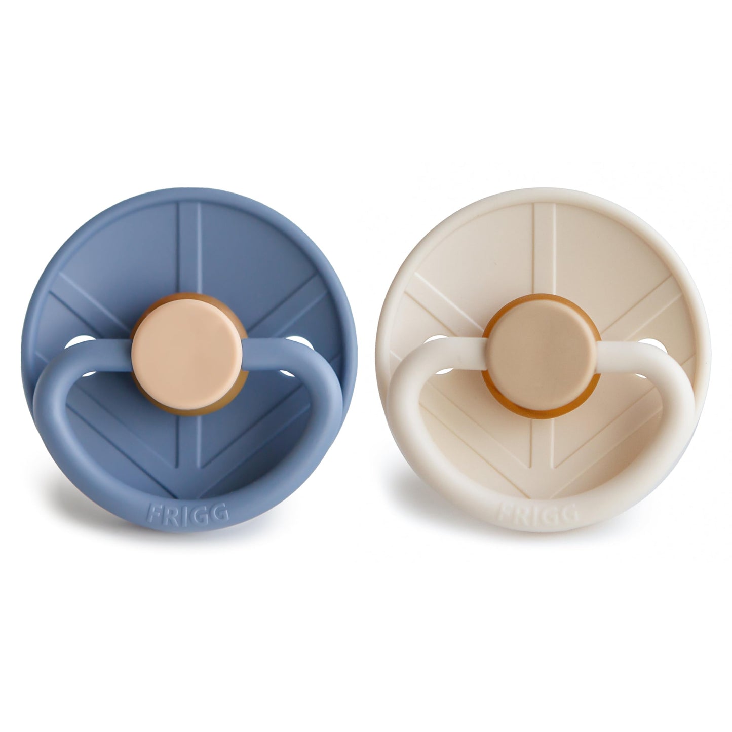 Frigg Little Viking Natural Rubber Baby Pacifier 2-Pack | Made In Denmark | Bpa-Free (Ocean View/Cream, 6-18 Months)