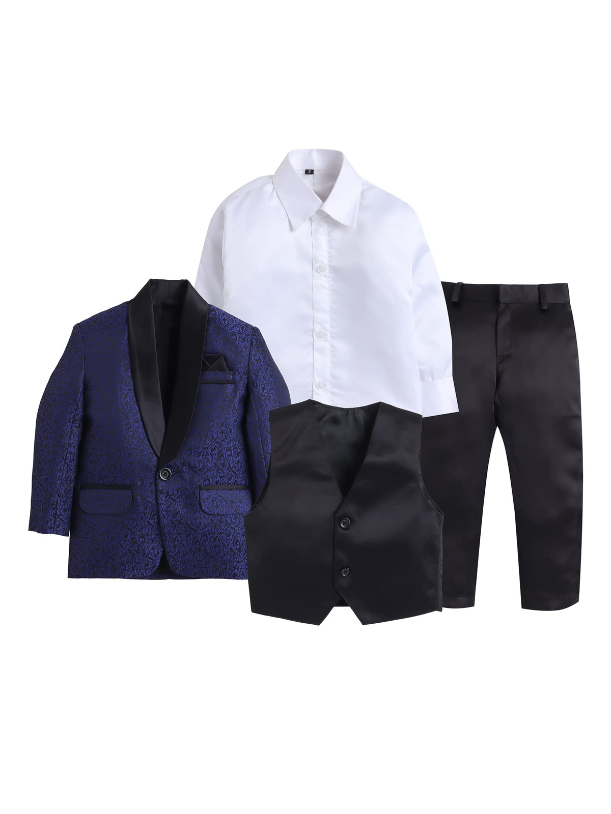 Jeetethnics Boys Navy Blue Coat Suit Set With Waistcoat Shirt And Trousers (9100Bh)