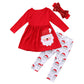 Avidqueen Christmas Party Clothing Set Toddler Baby Girls Princess Dress Tshirt + Santa Pant + Headband 3Pcs Outfits (Red, 3T)