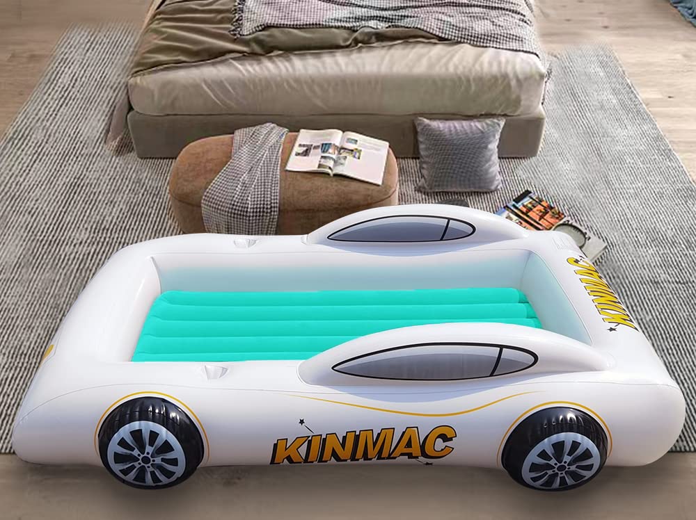Kinmac Inflatable Toddler Travel Bed- Portable Travel Toddler Air Bed For Kids Camping Air Mattress Racecar Toddler Bed With Sid