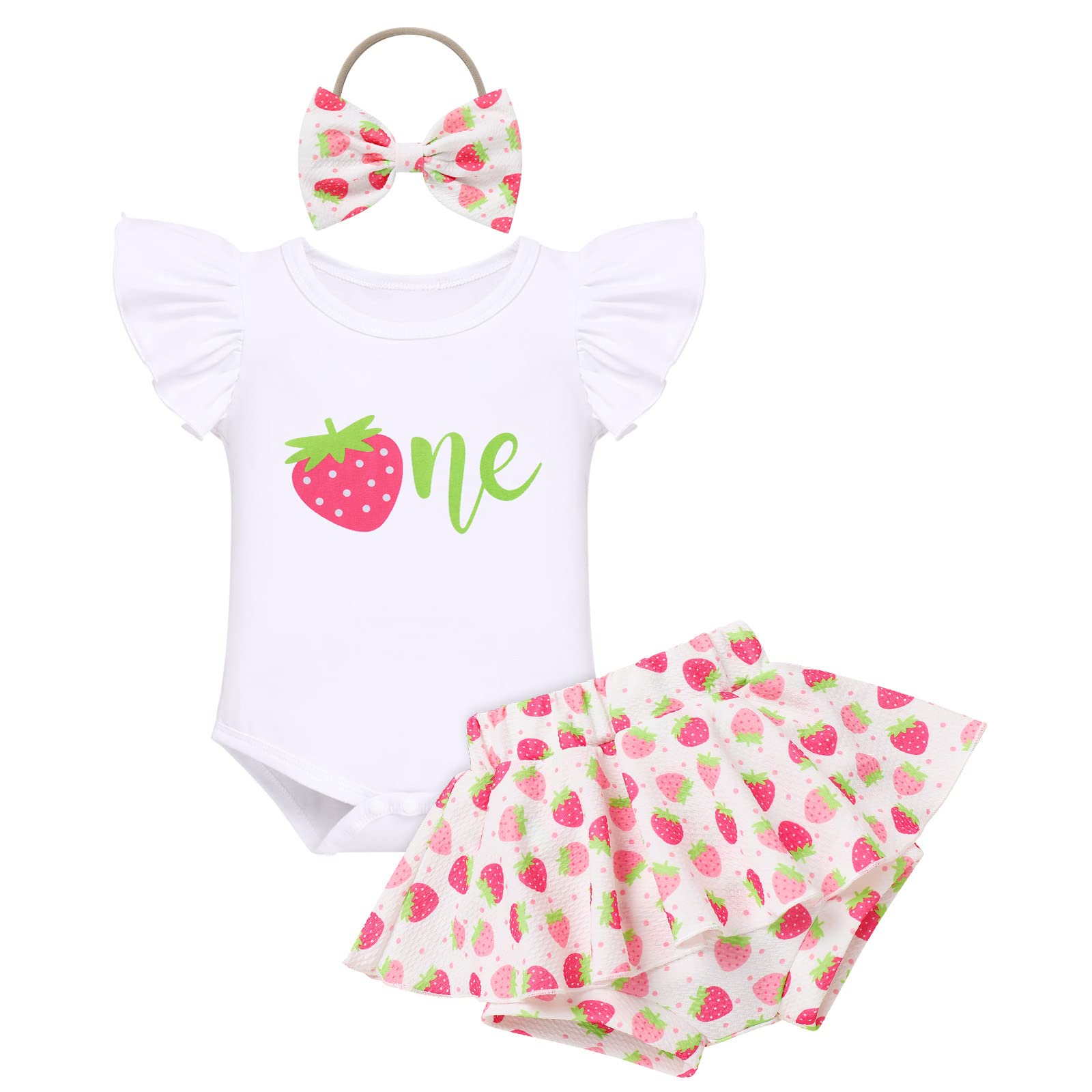 Strawberry 1St Birthday Outfit Girl Hawaii Party Supplies Romper Tutu Bummies He WBBAPB0B293Z4Q3