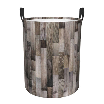 Pevtufa Wooden Texture Foldable Laundry Basket Organizer,Fabric Clothes Toy Storage Basket Nursery Hamper Storage Bin For Househ