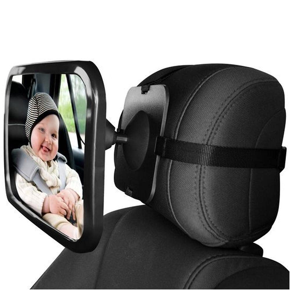Zogeez Xl Baby Car Mirror, Safety Car Seat Mirror For Rear Facing Infant With Wide Crystal Clear View, Fits On Headrest Shatterp