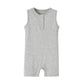 Teach Leanbh Baby Romper Cotton Sleeveless Button Down One Piece Linen Jumpsuit Coverall 3-24 Months (Light Grey, 6-12 Months)