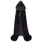 Makroyl Kids Velvet Cloak Cape With Hooded For Halloween Christmas Cosplay Costumes (L, Black)