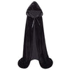 Makroyl Kids Velvet Cloak Cape With Hooded For Halloween Christmas Cosplay Costumes (L, Black)