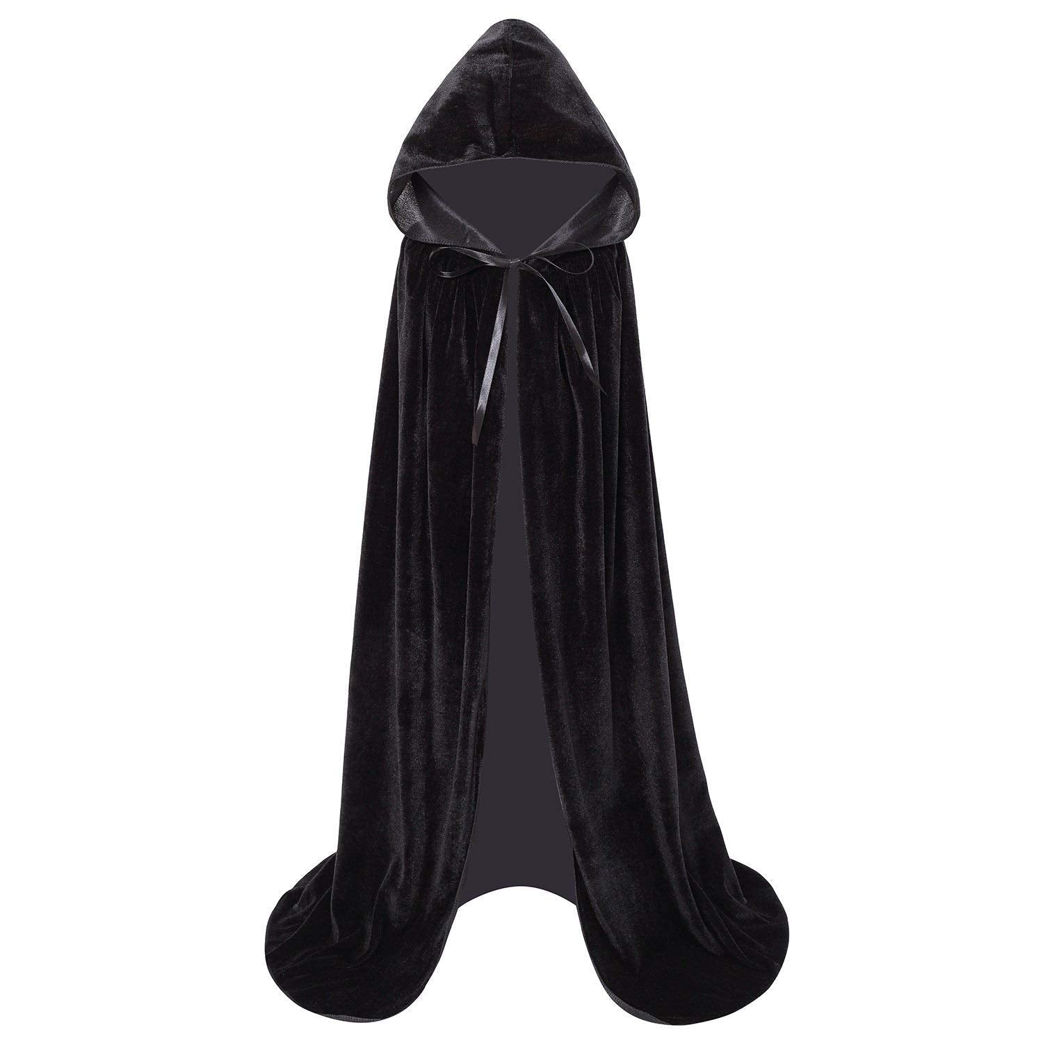 Makroyl Kids Velvet Cloak Cape With Hooded For Halloween Christmas Cosplay Costumes (L, Black)