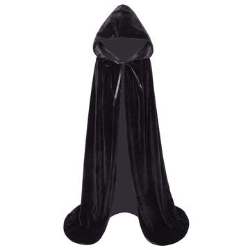 Makroyl Kids Velvet Cloak Cape With Hooded For Halloween Christmas Cosplay Costumes (L, Black)