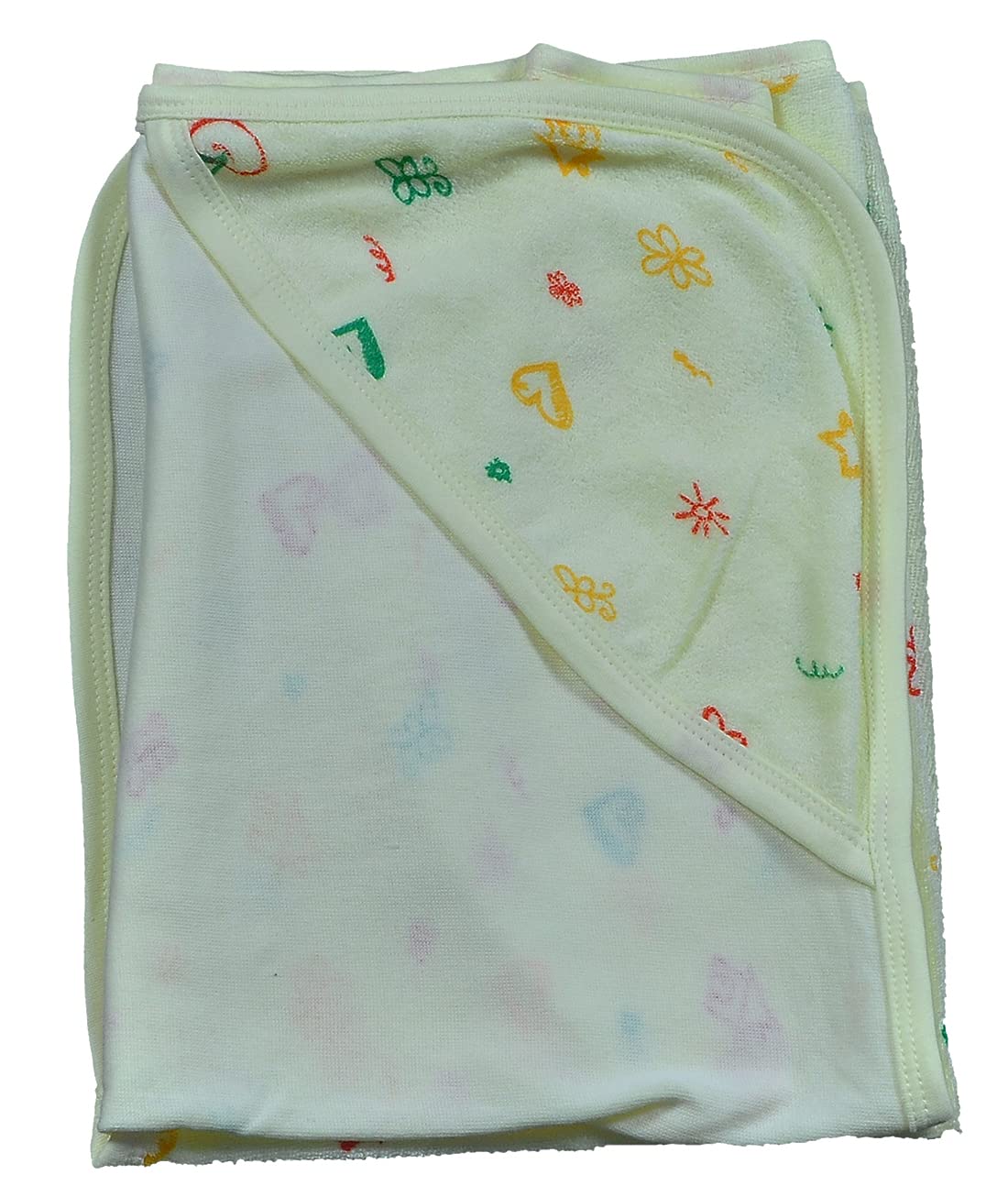 HAFEELA 100% Soft Cotton New Born Baby Hooded Terry Towels  Pack of 1 (Yellow)