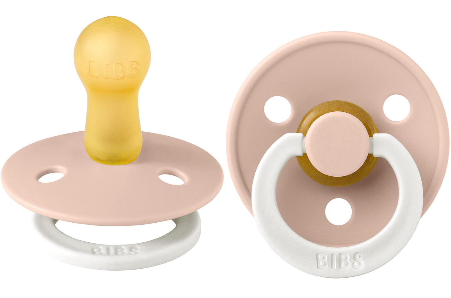 Bibs Pacifiers, Natural Rubber Baby Pacifier, Glow In The Dark, Round Nipple, Pack Of 2, Bpa Free  0+ Months, Size 1 Blush Glo