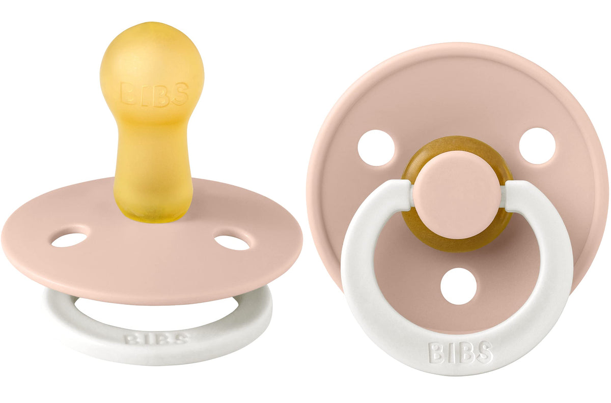 Bibs Pacifiers, Natural Rubber Baby Pacifier, Glow In The Dark, Round Nipple, Pack Of 2, Bpa Free  0+ Months, Size 1 Blush Glo