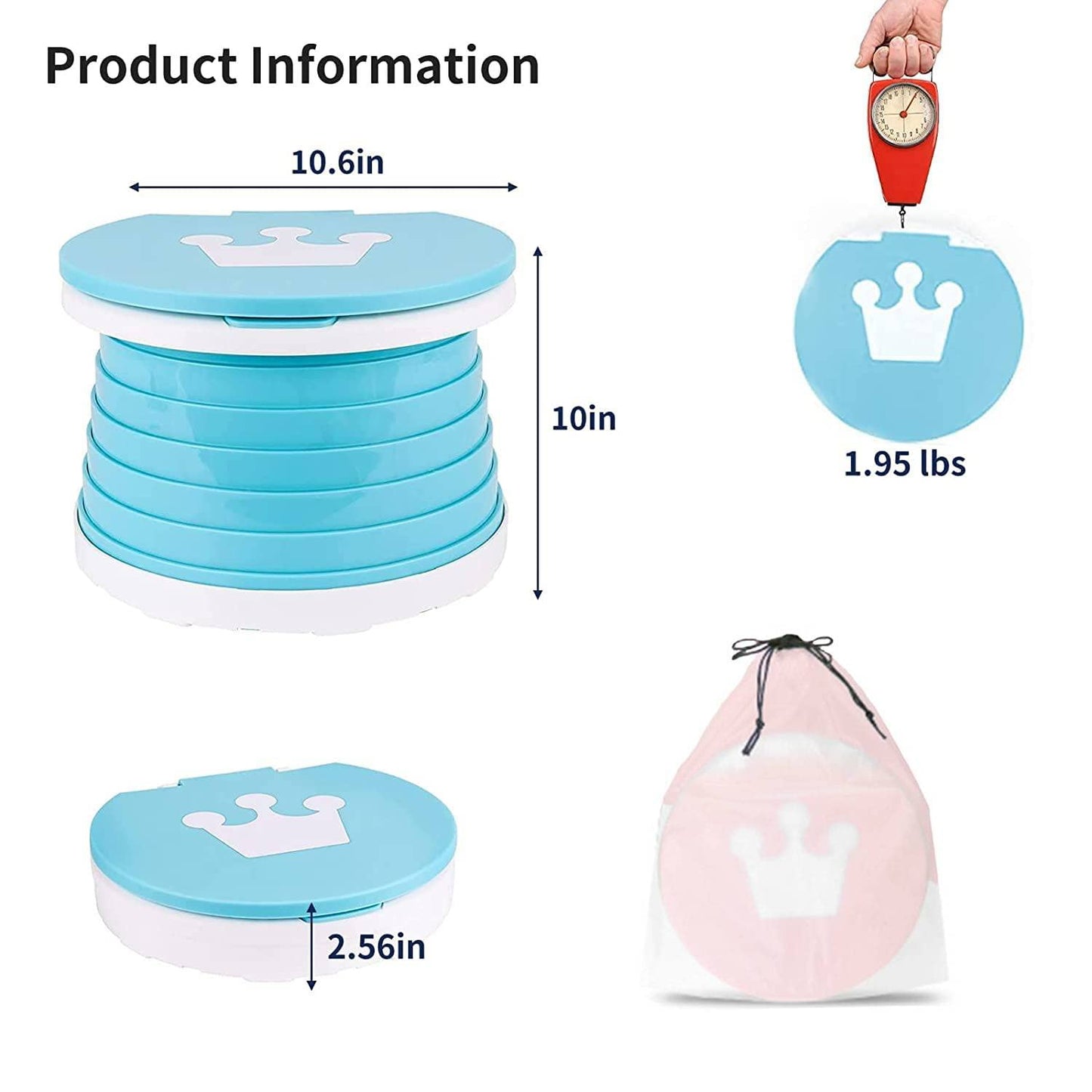 portable, foldable potty seat for toddler, Training Toilet Seat Emergency Toilet for Car, Camping, Outdoor, indoor (light blue,