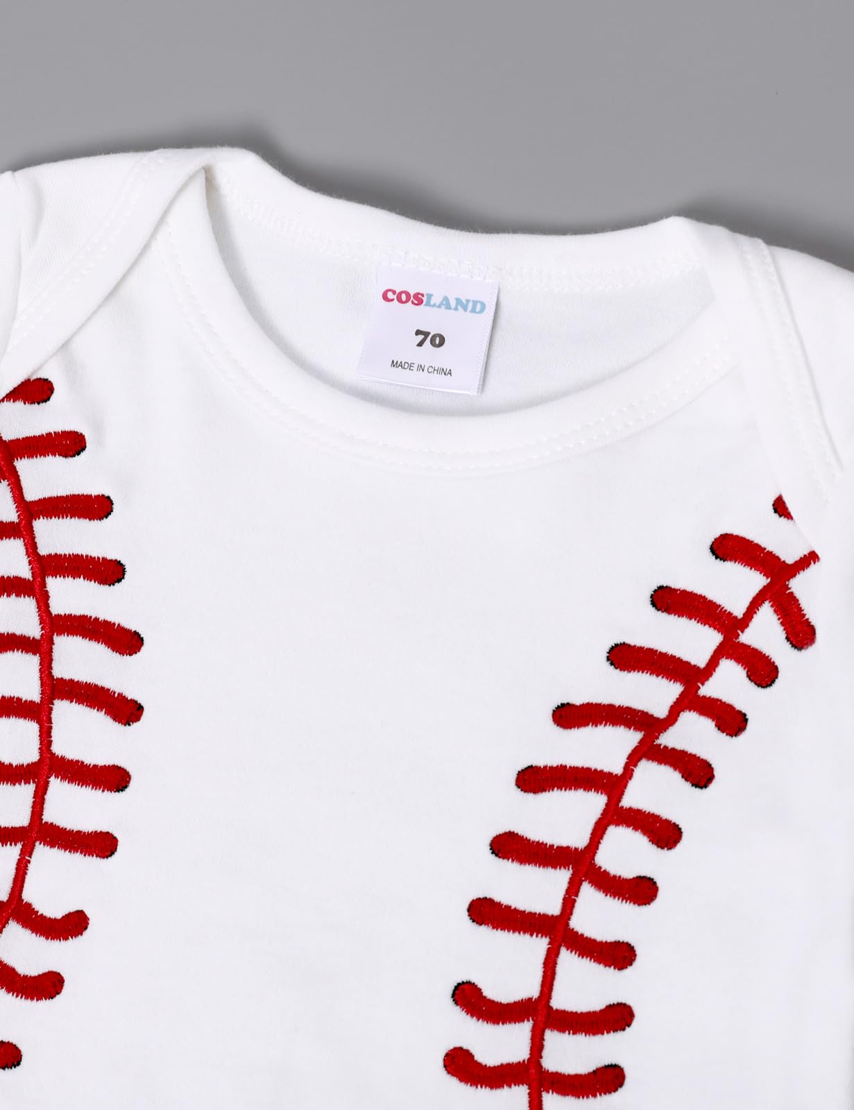 Cosland Baby Baseball Outfit Infant Boys Cotton Bodysuit, White, 0-3 Months