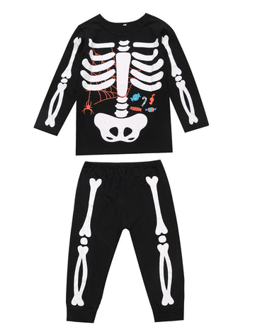 Little Fancy Kids Unisex Boys Girls Kids Skeleton Costume Outfit Pants Set (5T) Black