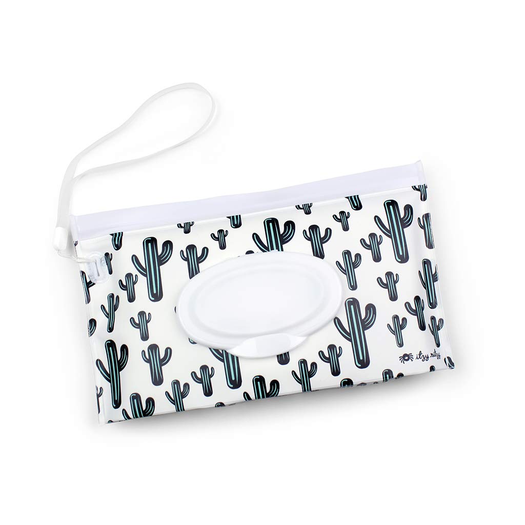 Itzy Ritzy Travel Wipes Case - Reusable Wipe Pouch - Take & Travel Pouch Holds Up To 30 Wet Wipes, Includes Silicone Wristlet St