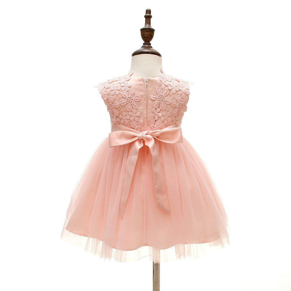 Carecheer Pink Baby Girl Christening Dress Baptism Dedication Blessing Gown Special Occasion Dresses With Floral Embroidered (Us