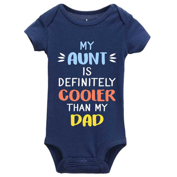 Ycicivdee My Aunt Is Definitely Cooler Than My Dad Baby Toddler Long Sleeve Bodysuit, 2Navy, 3 Months