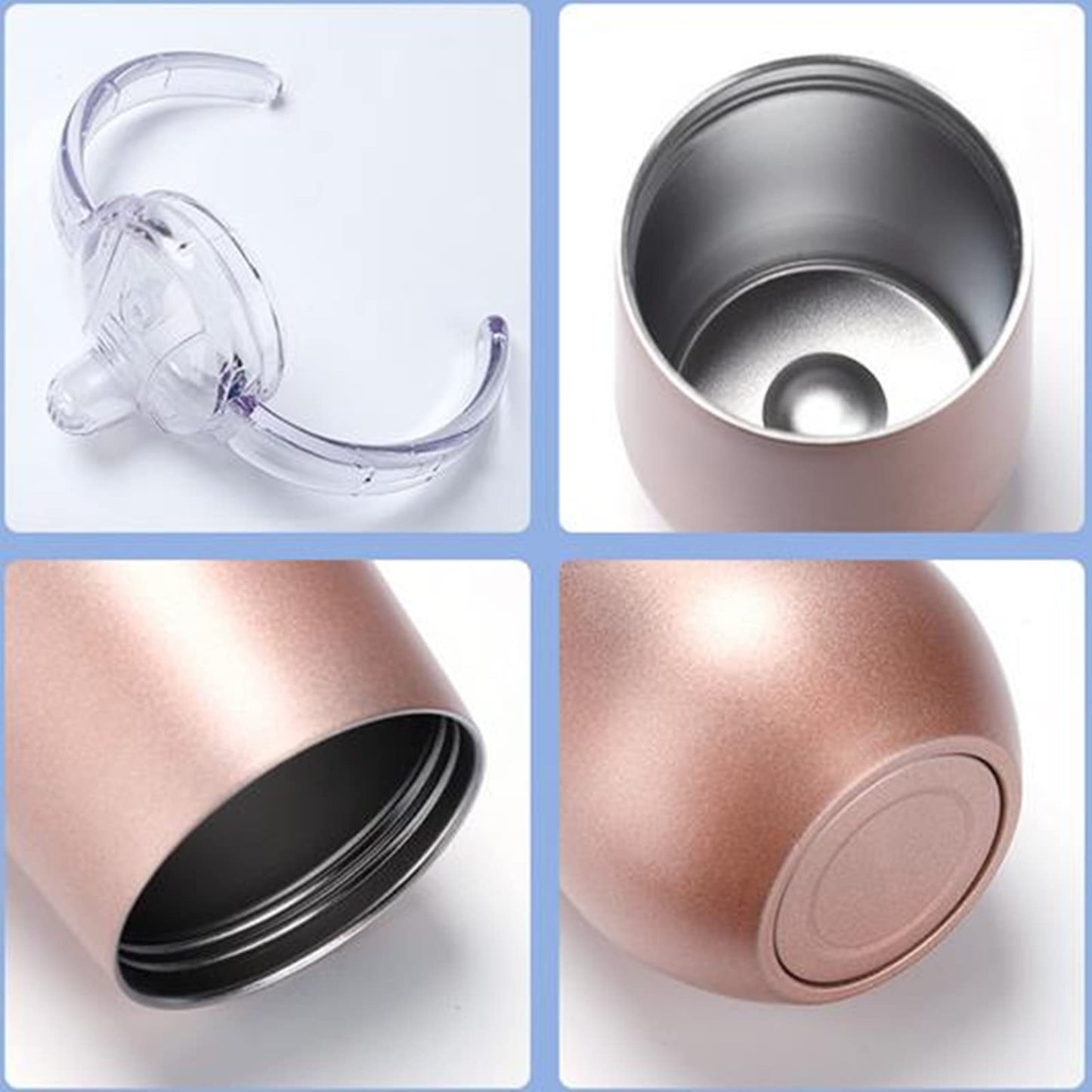 Stainless Steel Straw Sippy Cup With Handles & Silicone Lids,10 Oz Bpa Free Double Wall Vacuum Insulated Sippy Cup Mug Tumbler T