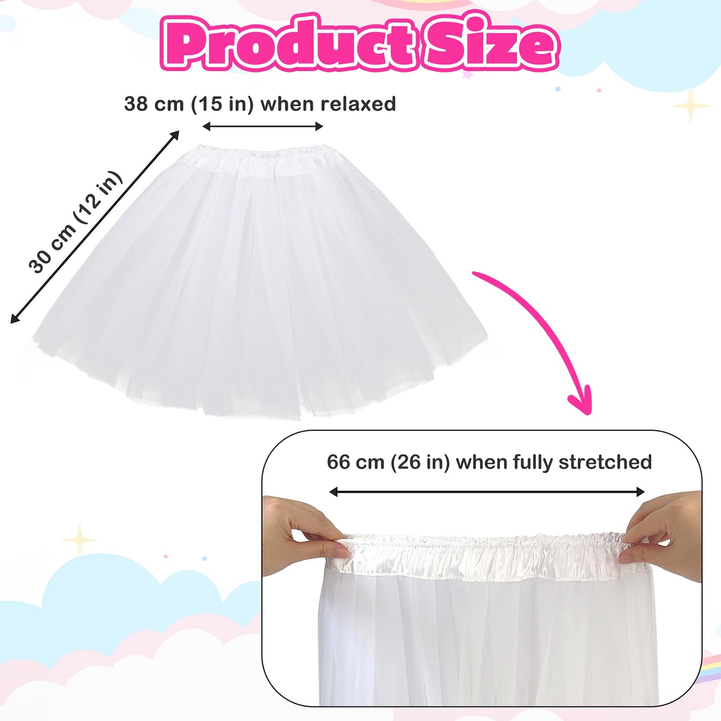 Kilofly 6Pc White Girls Ballet Tutu Kids Birthday Princess Party Favor Skirt Set