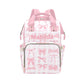 Custom Pink Bow Baby Diaper Bag with Name - Personalized Nursing Travel Tote Backpack for Mom or Dad, Custom Name Baby Daypack G