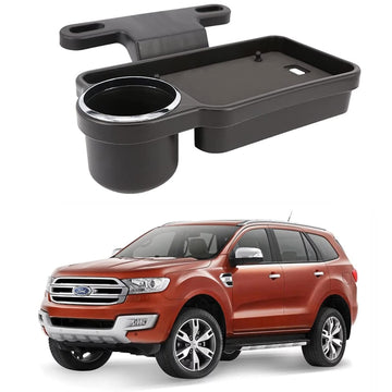 Oshotto (FT04) Foldable Car Auto Headrest Rear Back Seat Table Drink Food Cup Tray Holder Compatible with Ford Endeavour  Blac