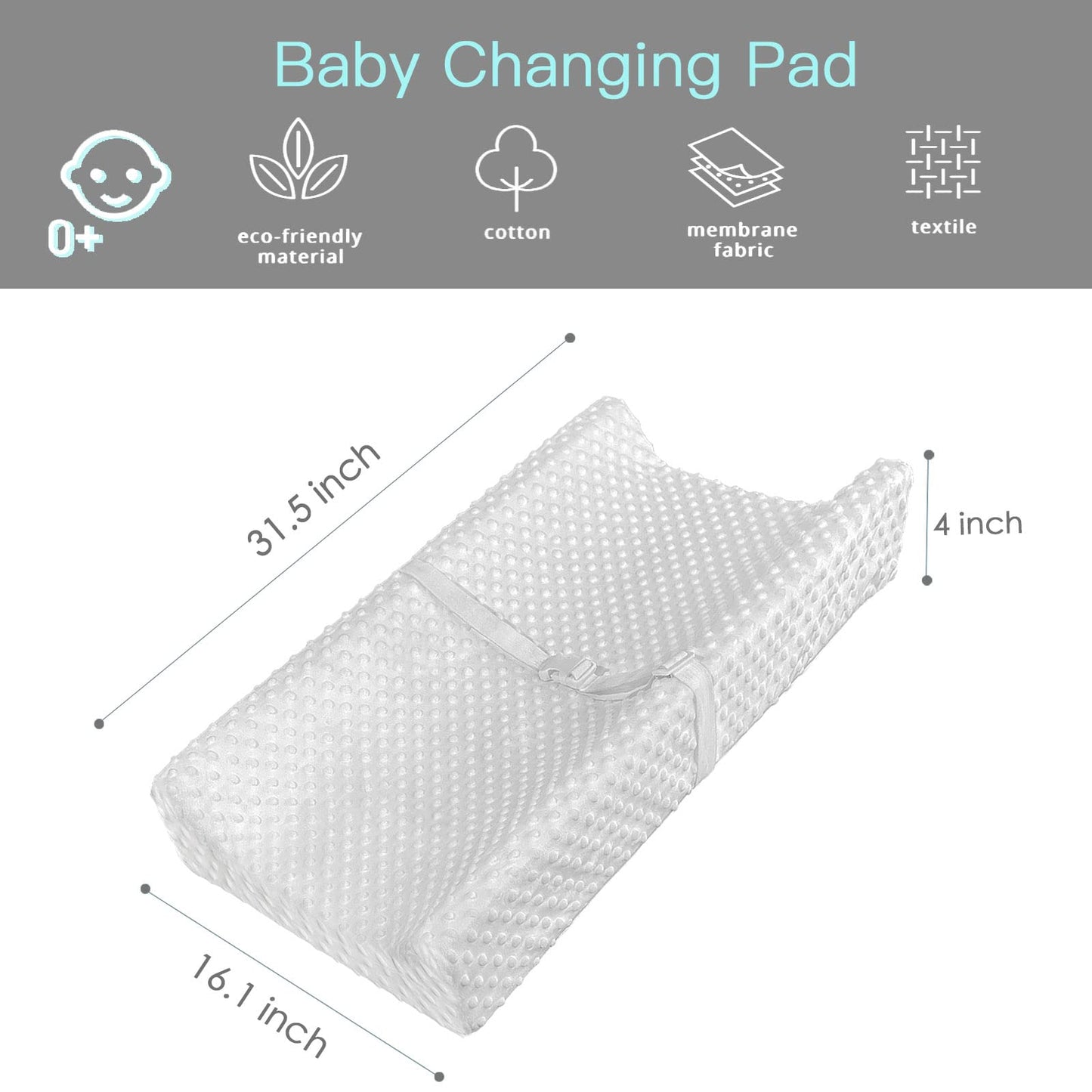 Yening Baby Diaper Changing Pad For Dresser Top With Cover Waterproof Lining Foam Contoured Changing Table Pads Topper Grey