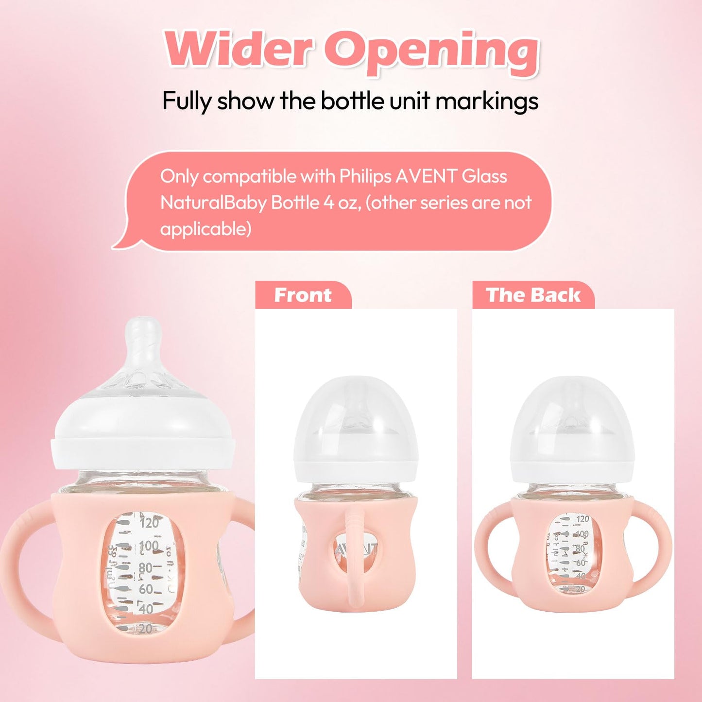 Minmunjiu 3 Pack Silicone Sleeves For Philips Avent Natural Glass Baby Bottles, Anti Breakage Baby Bottle Holder With Handle For