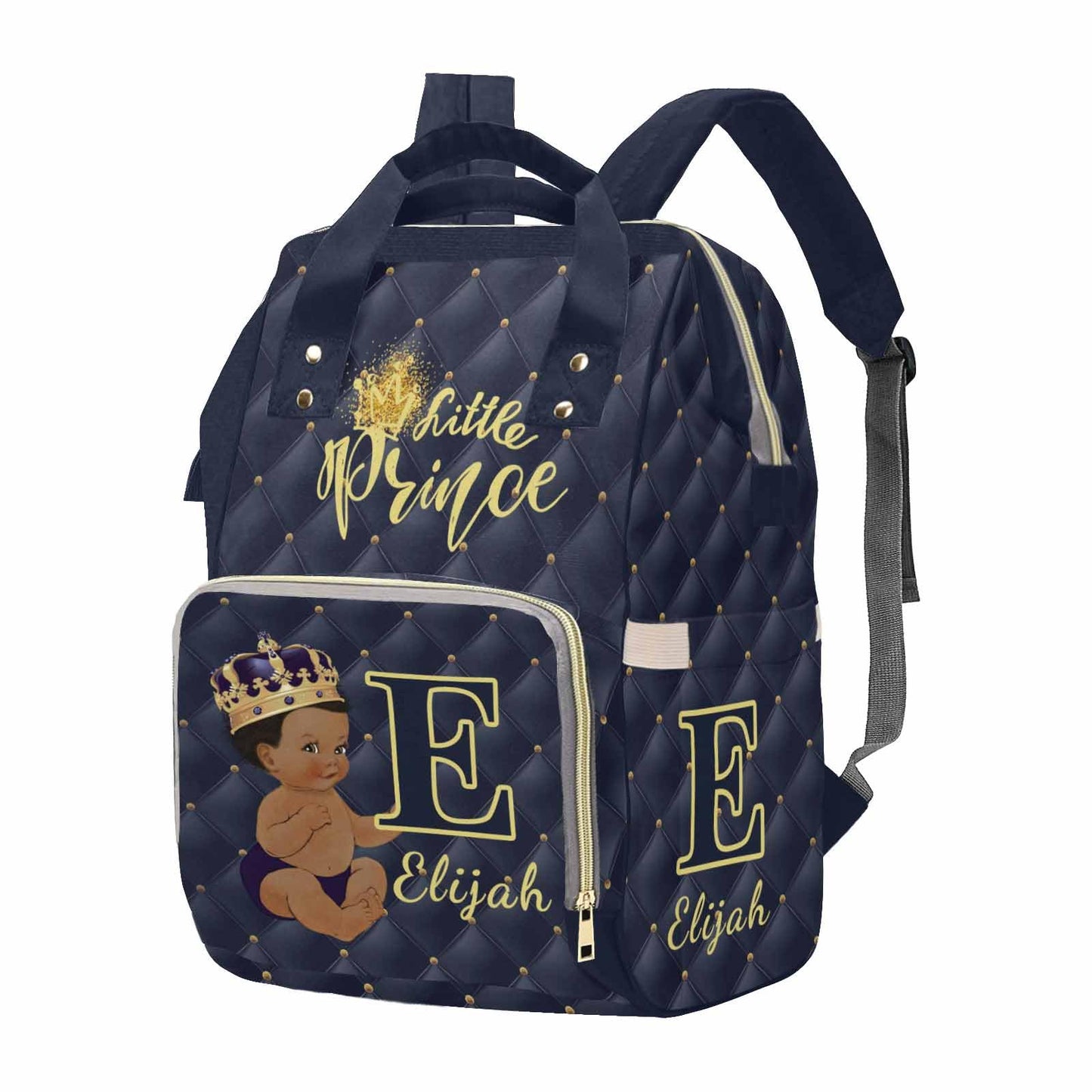 M Yescustom Personalized Diaper Bag For Boys Baby, Large Capacity Custom Blue Crown Diaper Bag With Name, Waterproof Boys Baby B