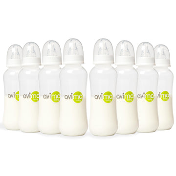 Avima 10 Oz Anti Colic Baby Bottle Set - Medium Flow Nipples Included, Standard Neck, Bpa Free - 3-6 Months, Stage 2 Feeding For