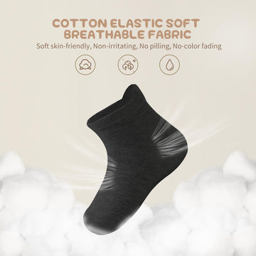 Aroveea Non Slip Grip Ankle Baby Socks 3-5 Years Old Black For Toddler Boys And Girls Kids Socks 12 Pack, Cute Cotton Baby Socks