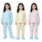 BORNLOV Girls Cotton Printed Pajama Set, Blue, Yellow and Pink Long Sleeve Shirt and Pants, Pack of 3  (2 Years3 Years)