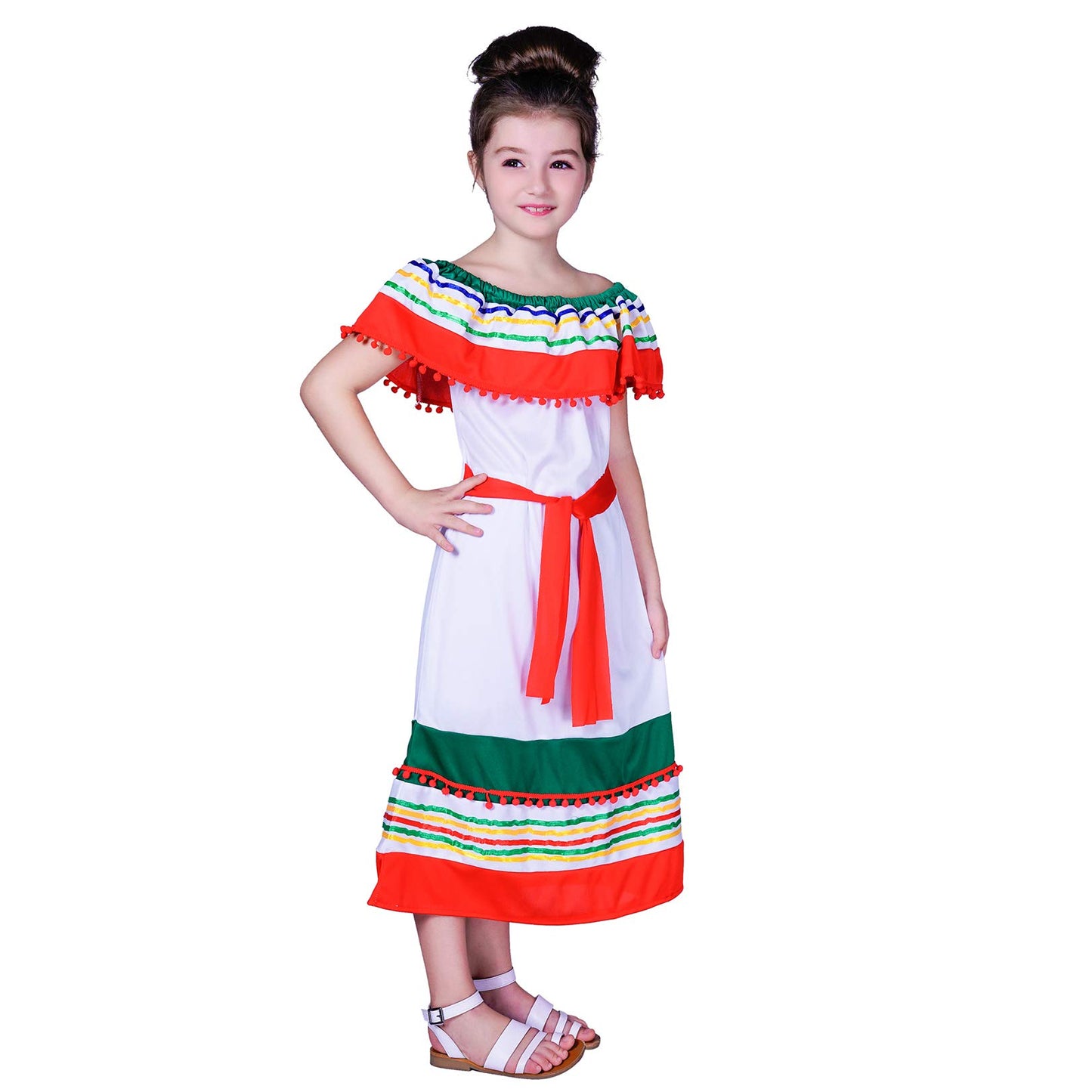 Pgond Girls Mexican Traditional Dress Party Costume 10-12Y