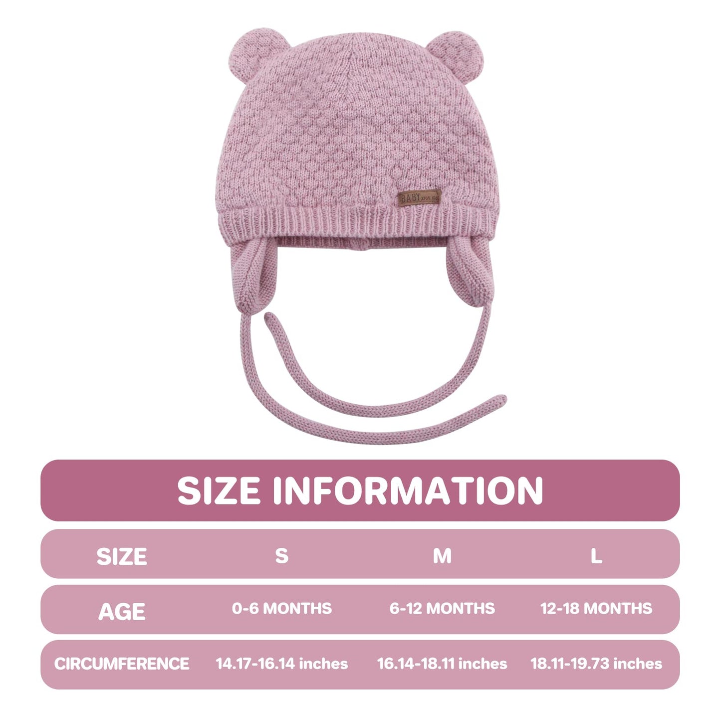 Duoyeree Kids Baby Hat Soft Warm Cable Knit Beanie Toddler Girl Fall Winter Hats(Skin Pink,12-18 Months)