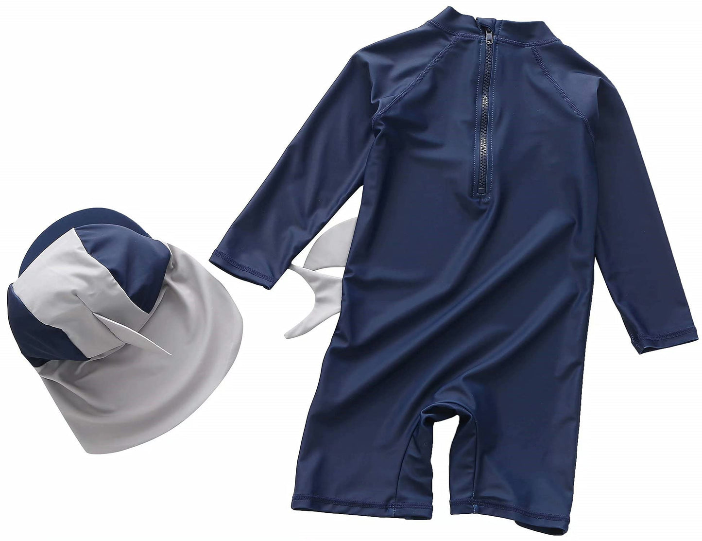 Baby Boys Toddlers Kids Swimsuit One Piece With Sun Hat Rash Guard,Zipper Bathing Surfing Swimwear Upf 50+ Shark 18-24 Months