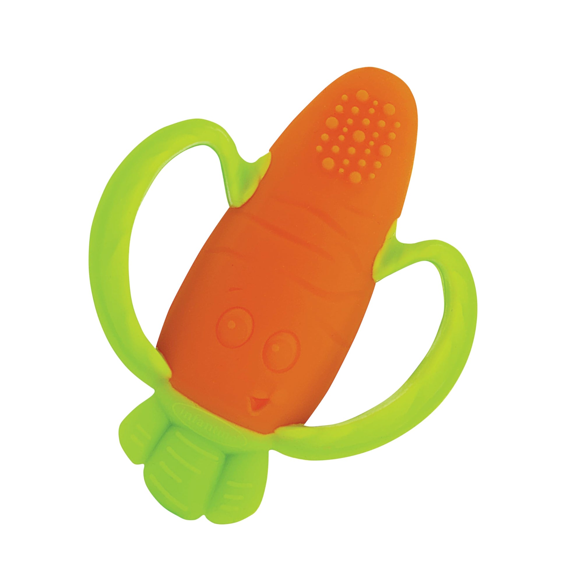 Infantino Lil Nibbles Textured Silicone Baby Teether - Sensory Exploration and Teething Relief with Easy to Hold Handles, Orang