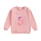 Lamuusaa Toddler Baby Girl Birthday Outfit Number 1/2/3/4/5/6 Embroidery Sweatshirt Oversized Pullover Shirts (Pink 5, 5-6 Years