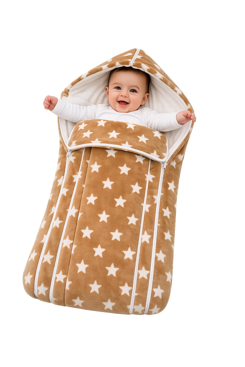 First Sleep Baby Newborn 3ZIPER Blanket Baby  Soft Winter Kids Blanket for (012 Months, 76x76cm) Brown