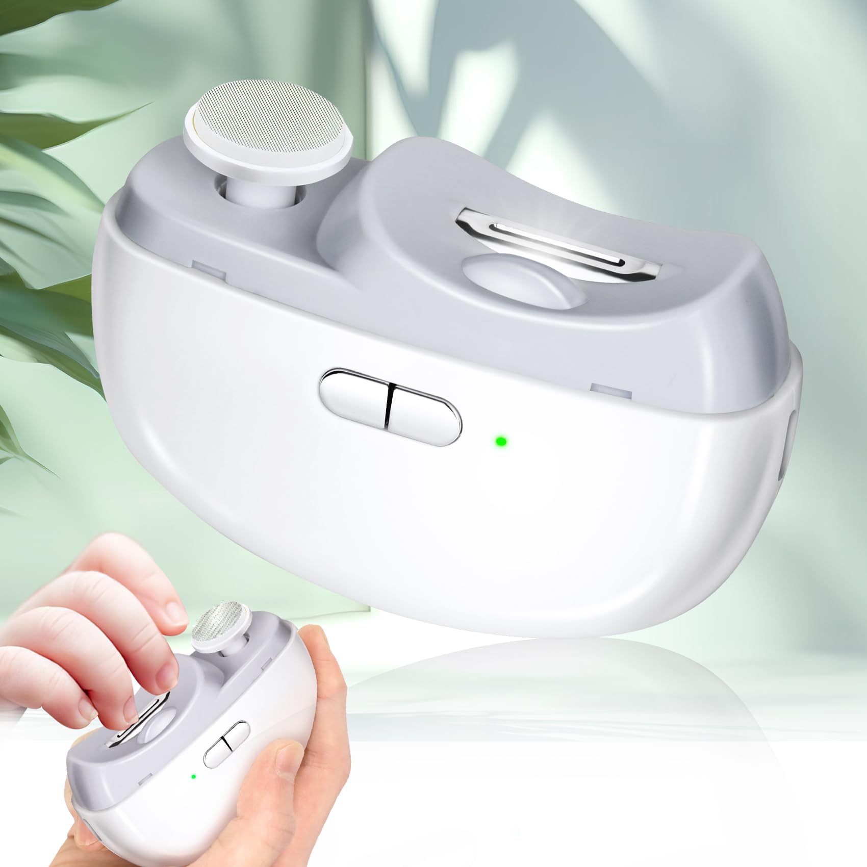 Electric Nail Clipper 2 In 1 Design, Automatic Baby Nail Trimmer With Light & 2 Speeds, Nail Polisher, Usb Rechargeable Safety E