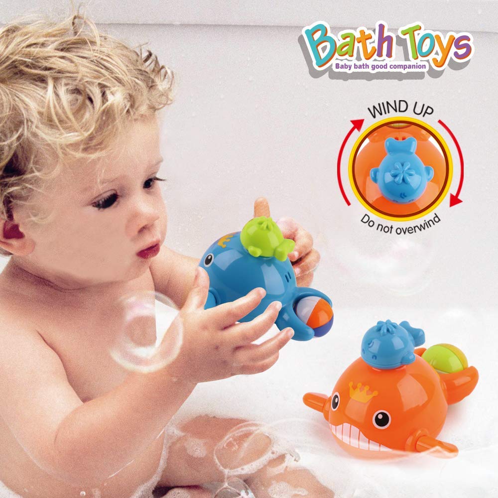 Dwi Dowellin Bath Toys Fishing Games Swimming Whales Bath Time Bathtub Toy for Toddlers Baby Kids Infant Fish Set Age 18months a