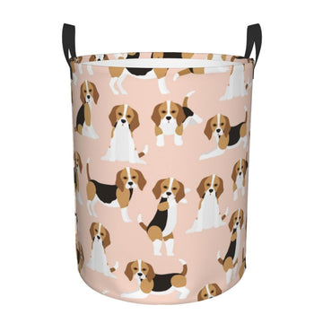 Pevtufa Beagle Dog On Brown Foldable Laundry Basket Organizer,Fabric Clothes Toy Storage Basket Nursery Hamper Storage Bin For H