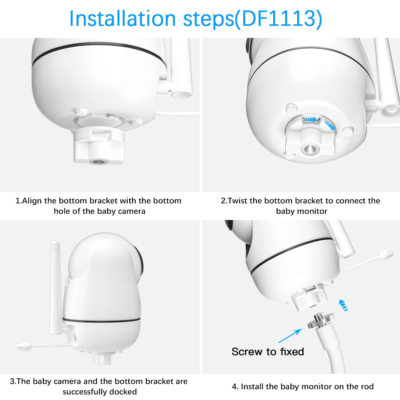 Okemeeo 17.5 Inch Crib Mount For Hellobaby Monitor Hb66/Hb65/Hb248/Anmeate Sm935E, Adjustable Baby Camera Mount No Drill For Pol