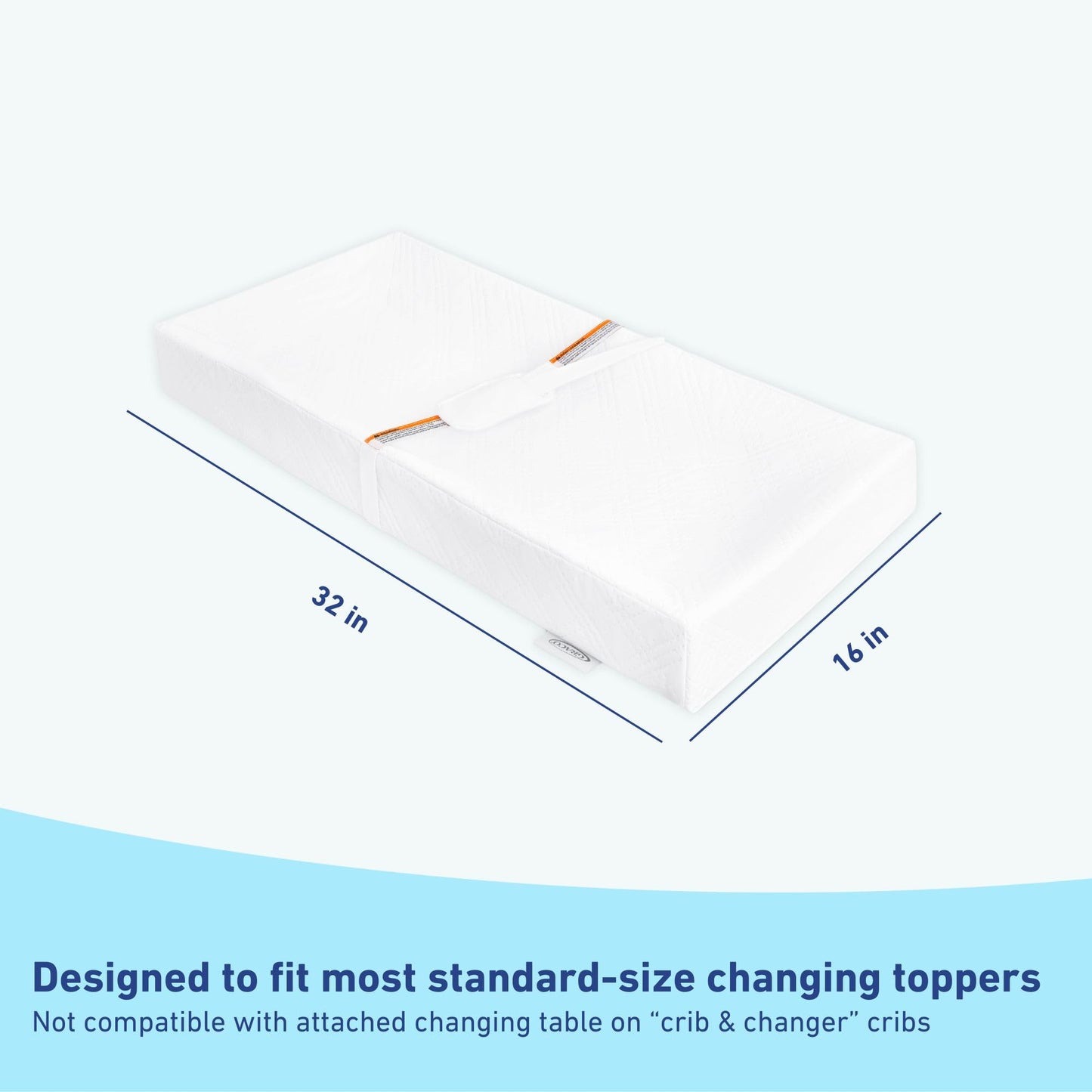 Graco Premium 4-Sided Contoured Changing Pad (White) - Greenguard Gold Certified, Jpma Waterproof Certified Baby Changing Pad Wi