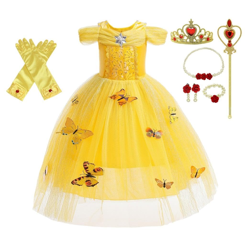 Dressy Daisy Toddler Girls' Princess Fancy Dress Up Costume With Accessories Halloween Outfit Butterfly Size 4-5 Yellow