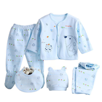 Gajaous 5Pcs Newborn 0-3M Boys Girls Baby Cotton Clothes Tops Hat Pants Suit Outfit Sets Onesize