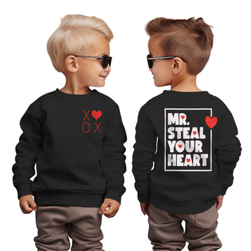 Modntoga Toddler Baby Boy Valentines Day Sweatshirt Mr Steal Your Heart Graphic Shirt Long Sleeve Funny Letter Pullover Tops (Bl