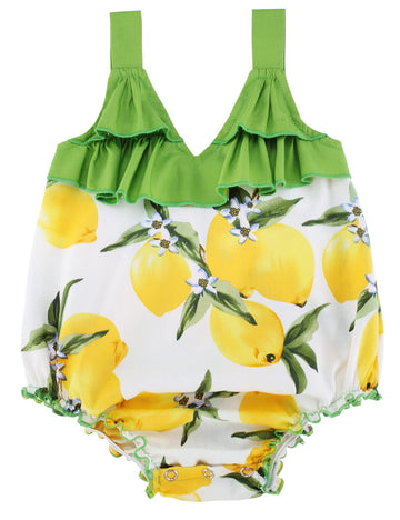 Princesasa V-Neck Floral Playsuit Lemon Outfit Headband Baby Girl'S Romper Clothes,9Ed90,6-12 Months(Size M)