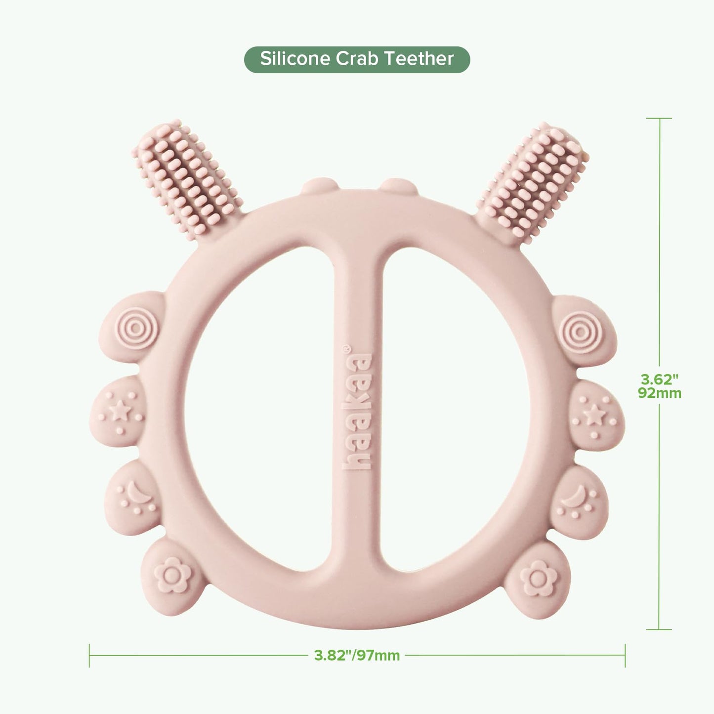 Haakaa Silicone Crab Baby Teether,Teething Toys,360Baby Toothbrush Head for Infant Self-Brushing Training,Food-Grade Silicone,Bl
