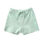 Teach Leanbh Unisex-Baby 3-Pack Cotton Soild Color Short With Drawstring 3-24 Months (12-18 Months, Green/Gray/Blue)