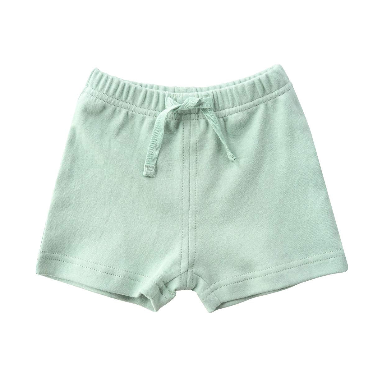 Teach Leanbh Unisex-Baby 3-Pack Cotton Soild Color Short With Drawstring 3-24 Months (12-18 Months, Green/Gray/Blue)